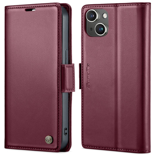 For iPhone 13 CaseMe 023 Butterfly Buckle Litchi Texture RFID Anti-theft Leather Phone Case(Wine Red) - iPhone 13 Cases by CaseMe | Online Shopping UK | buy2fix
