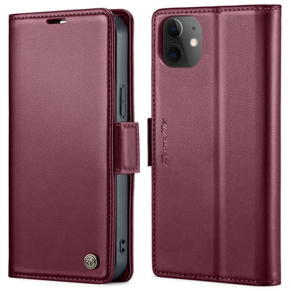 For iPhone 12 / 12 Pro CaseMe 023 Butterfly Buckle Litchi Texture RFID Anti-theft Leather Phone Case(Wine Red) - iPhone 12 / 12 Pro Cases by CaseMe | Online Shopping UK | buy2fix