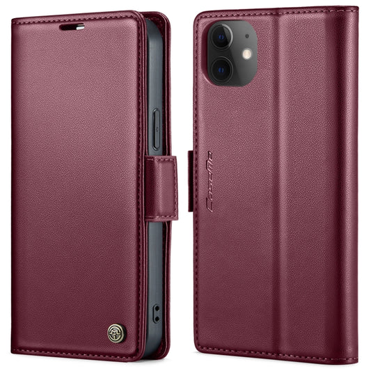 For iPhone 12 / 12 Pro CaseMe 023 Butterfly Buckle Litchi Texture RFID Anti-theft Leather Phone Case(Wine Red) - iPhone 12 / 12 Pro Cases by CaseMe | Online Shopping UK | buy2fix