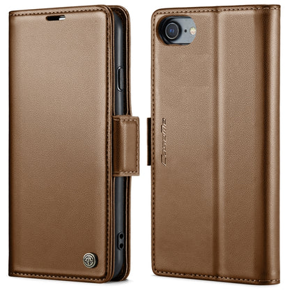 For iPhone SE 2022/SE 2020/6/7/8 CaseMe 023 Butterfly Buckle Litchi Texture RFID Anti-theft Leather Phone Case(Brown) - More iPhone Cases by CaseMe | Online Shopping UK | buy2fix