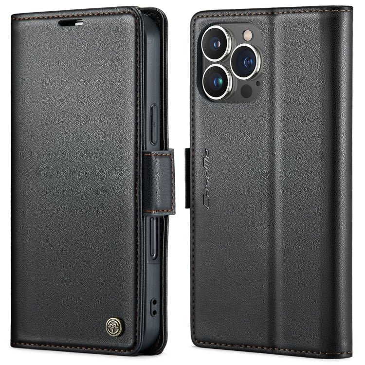 For iPhone 15 Pro Max CaseMe 023 Butterfly Buckle Litchi Texture RFID Anti-theft Leather Phone Case(Black) - iPhone 15 Pro Max Cases by CaseMe | Online Shopping UK | buy2fix