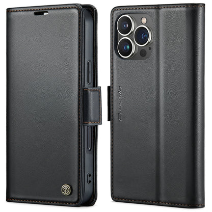 For iPhone 15 Pro Max CaseMe 023 Butterfly Buckle Litchi Texture RFID Anti-theft Leather Phone Case(Black) - iPhone 15 Pro Max Cases by CaseMe | Online Shopping UK | buy2fix