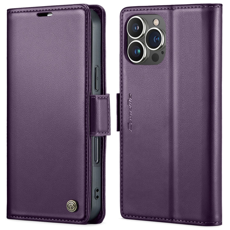 For iPhone 15 Pro CaseMe 023 Butterfly Buckle Litchi Texture RFID Anti-theft Leather Phone Case(Pearly Purple) - iPhone 15 Pro Cases by CaseMe | Online Shopping UK | buy2fix
