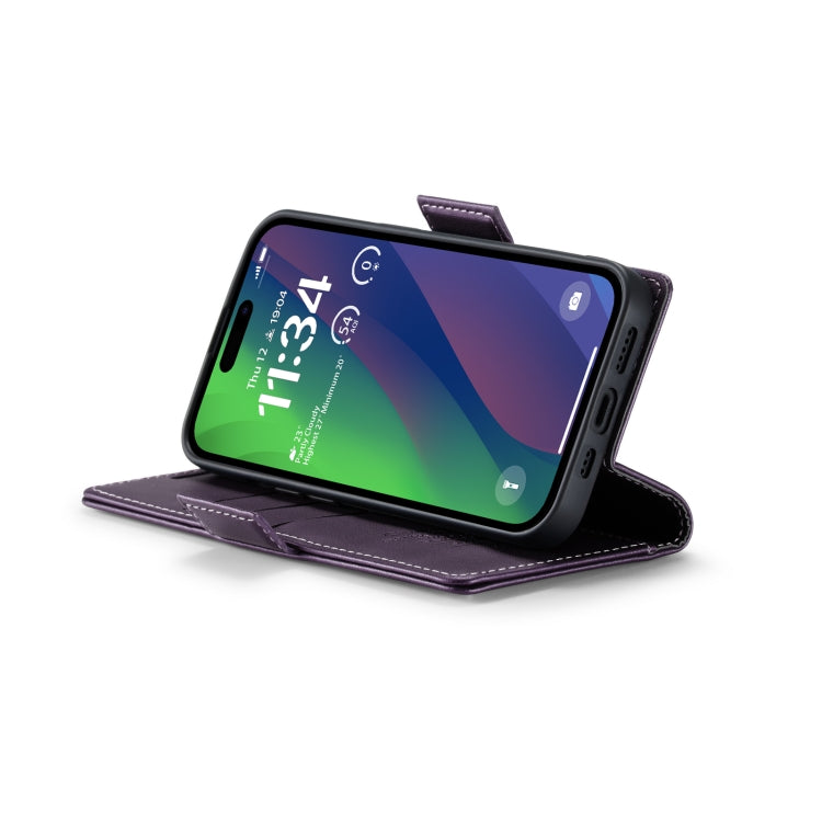 For iPhone 15 Plus CaseMe 023 Butterfly Buckle Litchi Texture RFID Anti-theft Leather Phone Case(Pearly Purple) - iPhone 15 Plus Cases by CaseMe | Online Shopping UK | buy2fix