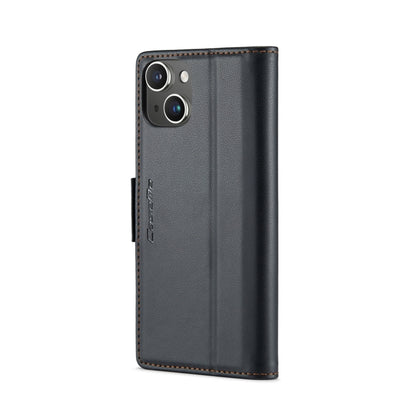 For iPhone 15 CaseMe 023 Butterfly Buckle Litchi Texture RFID Anti-theft Leather Phone Case(Black) - iPhone 15 Cases by CaseMe | Online Shopping UK | buy2fix