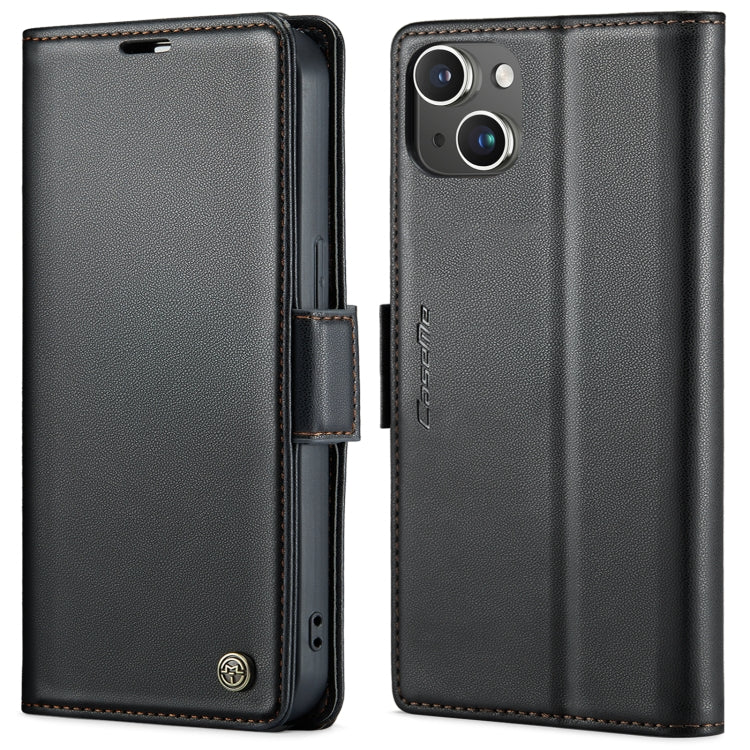 For iPhone 15 CaseMe 023 Butterfly Buckle Litchi Texture RFID Anti-theft Leather Phone Case(Black) - iPhone 15 Cases by CaseMe | Online Shopping UK | buy2fix