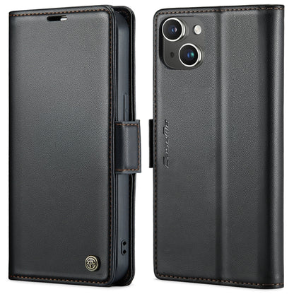 For iPhone 15 CaseMe 023 Butterfly Buckle Litchi Texture RFID Anti-theft Leather Phone Case(Black) - iPhone 15 Cases by CaseMe | Online Shopping UK | buy2fix