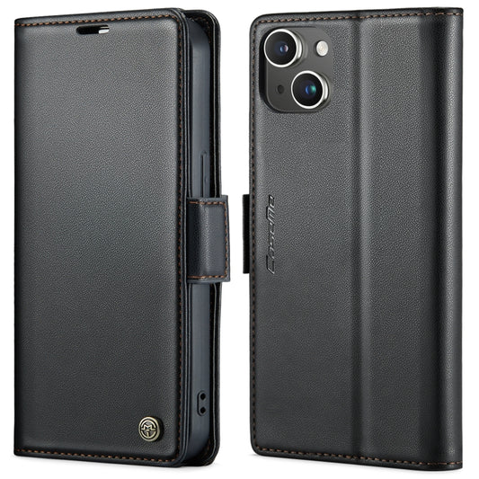 For iPhone 15 CaseMe 023 Butterfly Buckle Litchi Texture RFID Anti-theft Leather Phone Case(Black) - iPhone 15 Cases by CaseMe | Online Shopping UK | buy2fix