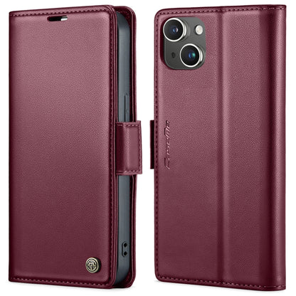 For iPhone 15 CaseMe 023 Butterfly Buckle Litchi Texture RFID Anti-theft Leather Phone Case(Wine Red) - iPhone 15 Cases by CaseMe | Online Shopping UK | buy2fix