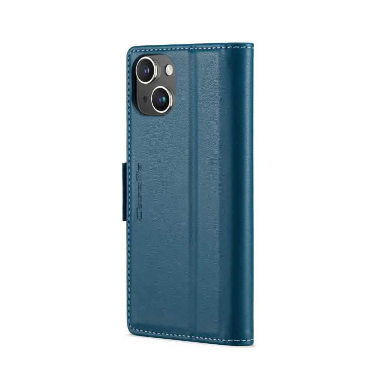 For iPhone 15 CaseMe 023 Butterfly Buckle Litchi Texture RFID Anti-theft Leather Phone Case(Blue) - iPhone 15 Cases by CaseMe | Online Shopping UK | buy2fix