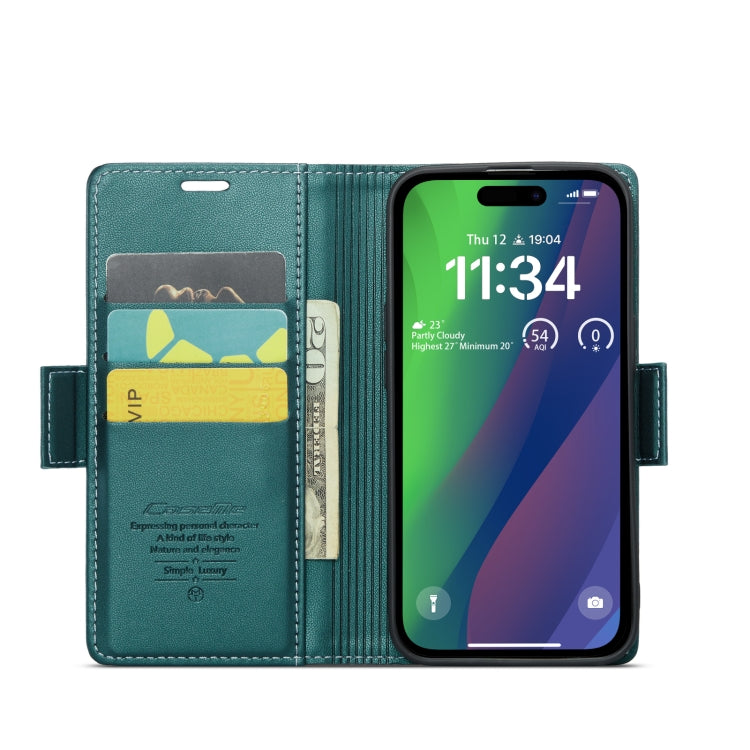 For iPhone 15 CaseMe 023 Butterfly Buckle Litchi Texture RFID Anti-theft Leather Phone Case(Pearly Blue) - iPhone 15 Cases by CaseMe | Online Shopping UK | buy2fix