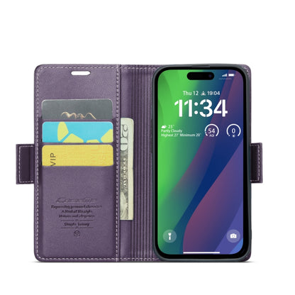 For iPhone 15 CaseMe 023 Butterfly Buckle Litchi Texture RFID Anti-theft Leather Phone Case(Pearly Purple) - iPhone 15 Cases by CaseMe | Online Shopping UK | buy2fix