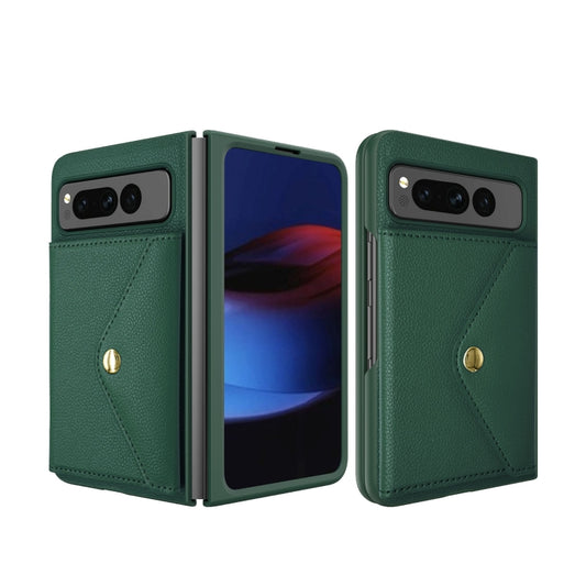 For Google Pixel Fold Litchi Texture Integrated Phone Case with Card Bag(Green) by buy2fix