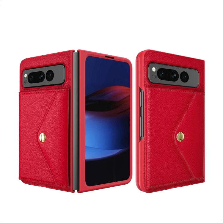 For Google Pixel Fold Litchi Texture Integrated Phone Case with Card Bag(Red) by buy2fix