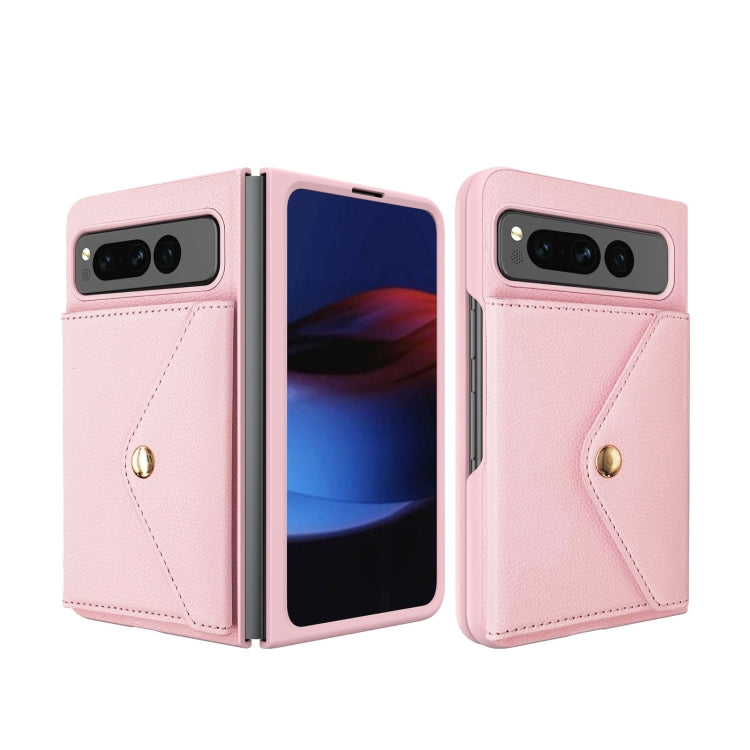 For Google Pixel Fold Litchi Texture Integrated Phone Case with Card Bag(Pink) by buy2fix