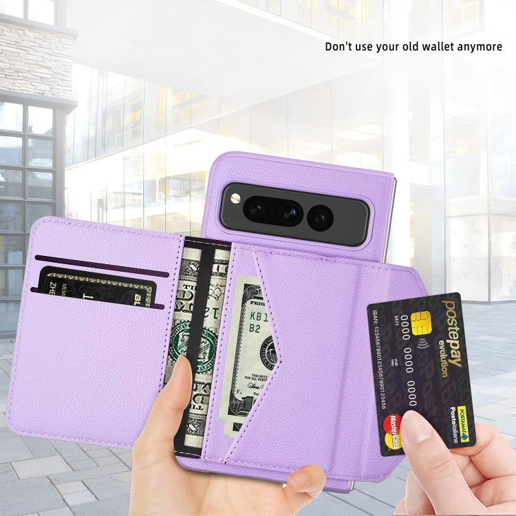 For Google Pixel Fold Litchi Texture Integrated Phone Case with Card Bag(Green) by buy2fix