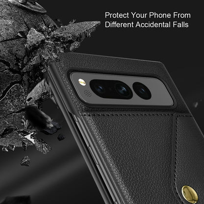 For Google Pixel Fold Litchi Texture Integrated Phone Case with Card Bag(Green) by buy2fix