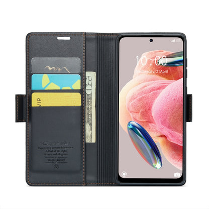 For Xiaomi Redmi Note 12 4G Global CaseMe 023 Butterfly Buckle Litchi Texture RFID Anti-theft Leather Phone Case(Black) - Xiaomi Cases by CaseMe | Online Shopping UK | buy2fix