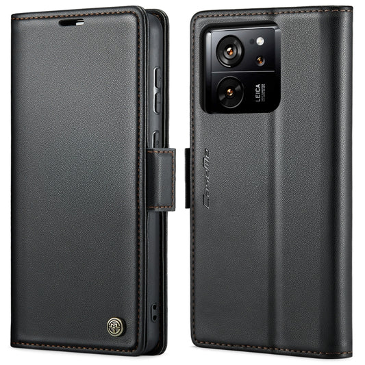 For Xiaomi 13T/13T Pro CaseMe 023 Butterfly Buckle Litchi Texture RFID Anti-theft Leather Phone Case(Black) - Xiaomi Cases by CaseMe | Online Shopping UK | buy2fix