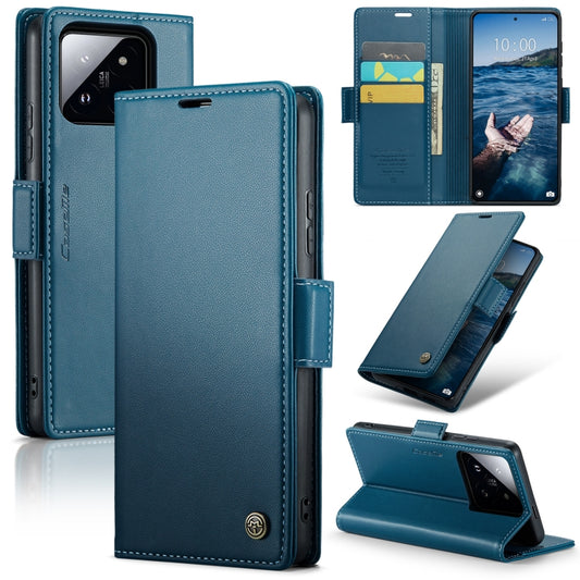 For Xiaomi 14 Pro CaseMe 023 Butterfly Buckle Litchi Texture RFID Anti-theft Leather Phone Case(Blue) - Xiaomi 14 Pro Cases by CaseMe | Online Shopping UK | buy2fix