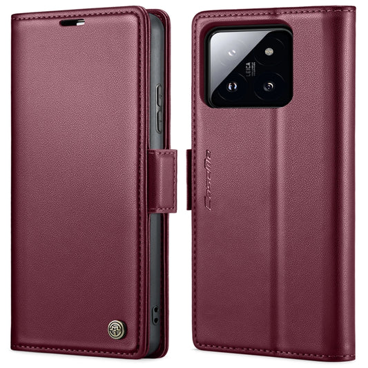 For Xiaomi 14 CaseMe 023 Butterfly Buckle Litchi Texture RFID Anti-theft Leather Phone Case(Wine Red) - 14 Cases by CaseMe | Online Shopping UK | buy2fix