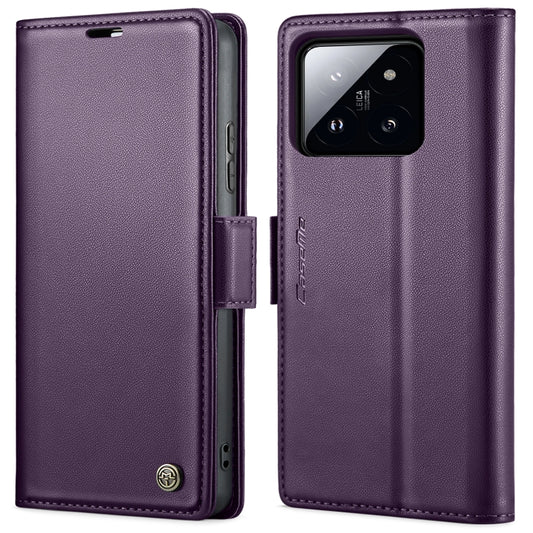 For Xiaomi 14 CaseMe 023 Butterfly Buckle Litchi Texture RFID Anti-theft Leather Phone Case(Pearly Purple) - 14 Cases by CaseMe | Online Shopping UK | buy2fix