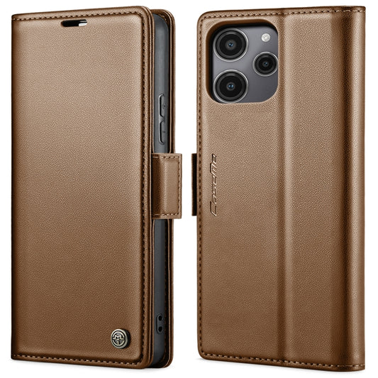 For Xiaomi Poco C65 4G CaseMe 023 Butterfly Buckle Litchi Texture RFID Anti-theft Leather Phone Case(Brown) - Xiaomi Cases by CaseMe | Online Shopping UK | buy2fix