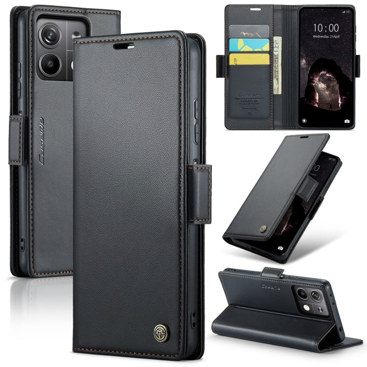 For Xiaomi Redmi Note 13 5G CaseMe 023 Butterfly Buckle Litchi Texture RFID Anti-theft Leather Phone Case(Black) - Xiaomi Cases by CaseMe | Online Shopping UK | buy2fix