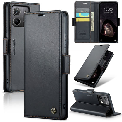 For Xiaomi Redmi Note 13 5G CaseMe 023 Butterfly Buckle Litchi Texture RFID Anti-theft Leather Phone Case(Black) - Xiaomi Cases by CaseMe | Online Shopping UK | buy2fix