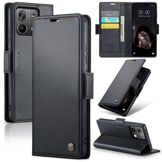 For Xiaomi Redmi Note 13 5G CaseMe 023 Butterfly Buckle Litchi Texture RFID Anti-theft Leather Phone Case(Black) - Xiaomi Cases by CaseMe | Online Shopping UK | buy2fix