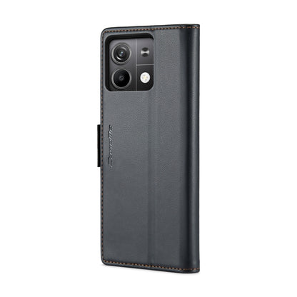 For Xiaomi Redmi Note 13 5G CaseMe 023 Butterfly Buckle Litchi Texture RFID Anti-theft Leather Phone Case(Black) - Xiaomi Cases by CaseMe | Online Shopping UK | buy2fix
