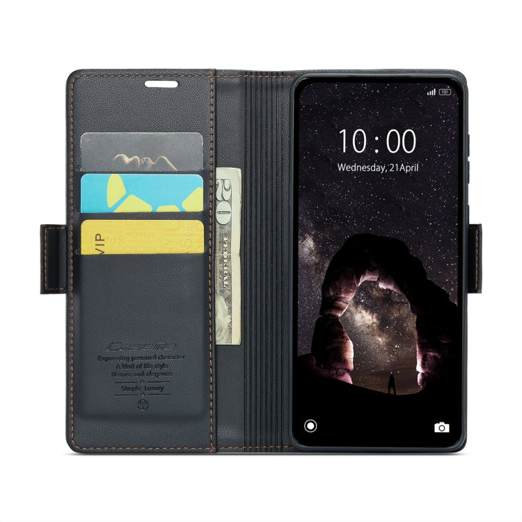 For Xiaomi Redmi Note 13 5G CaseMe 023 Butterfly Buckle Litchi Texture RFID Anti-theft Leather Phone Case(Black) - Xiaomi Cases by CaseMe | Online Shopping UK | buy2fix
