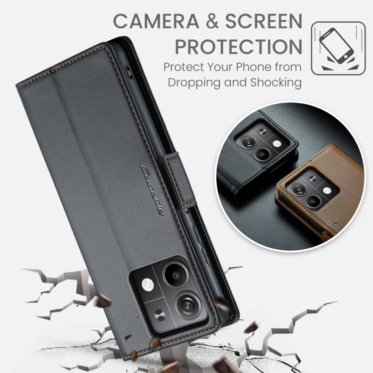 For Xiaomi Redmi Note 13 5G CaseMe 023 Butterfly Buckle Litchi Texture RFID Anti-theft Leather Phone Case(Black) - Xiaomi Cases by CaseMe | Online Shopping UK | buy2fix