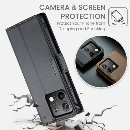 For Xiaomi Redmi Note 13 5G CaseMe 023 Butterfly Buckle Litchi Texture RFID Anti-theft Leather Phone Case(Black) - Xiaomi Cases by CaseMe | Online Shopping UK | buy2fix