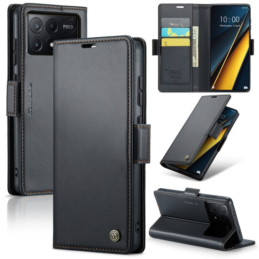 For Xiaomi Poco X6 Pro 5G/Redmi K70E 5G CaseMe 023 Butterfly Buckle Litchi Texture RFID Anti-theft Leather Phone Case(Black) - Xiaomi Cases by CaseMe | Online Shopping UK | buy2fix