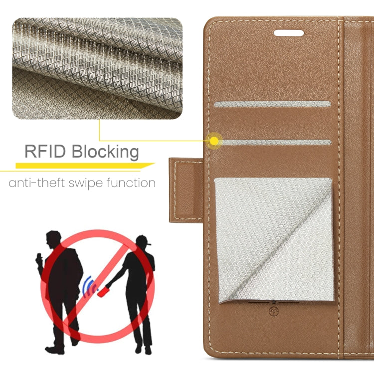 For Xiaomi Poco X6 Pro 5G/Redmi K70E 5G CaseMe 023 Butterfly Buckle Litchi Texture RFID Anti-theft Leather Phone Case(Brown) - Xiaomi Cases by CaseMe | Online Shopping UK | buy2fix