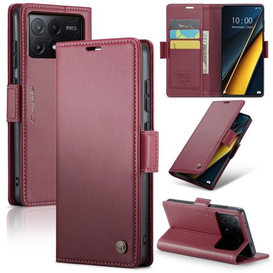 For Xiaomi Poco X6 Pro 5G/Redmi K70E 5G CaseMe 023 Butterfly Buckle Litchi Texture RFID Anti-theft Leather Phone Case(Wine Red) - Xiaomi Cases by CaseMe | Online Shopping UK | buy2fix