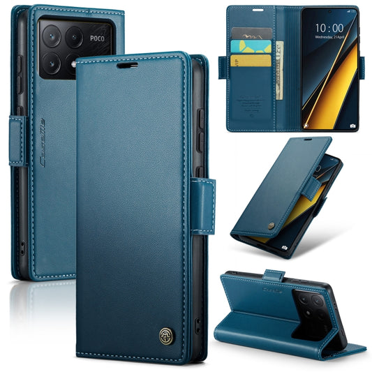 For Xiaomi Poco X6 Pro 5G/Redmi K70E 5G CaseMe 023 Butterfly Buckle Litchi Texture RFID Anti-theft Leather Phone Case(Blue) - Xiaomi Cases by CaseMe | Online Shopping UK | buy2fix