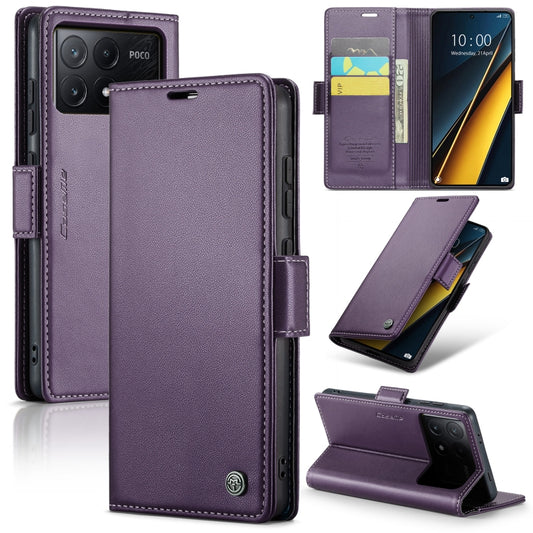 For Xiaomi Poco X6 Pro 5G/Redmi K70E 5G CaseMe 023 Butterfly Buckle Litchi Texture RFID Anti-theft Leather Phone Case(Pearly Purple) - Xiaomi Cases by CaseMe | Online Shopping UK | buy2fix