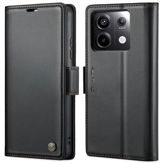 For Xiaomi Redmi Note 13 Pro 4G CaseMe 023 Butterfly Buckle Litchi Texture RFID Anti-theft Leather Phone Case(Black) - Xiaomi Cases by CaseMe | Online Shopping UK | buy2fix