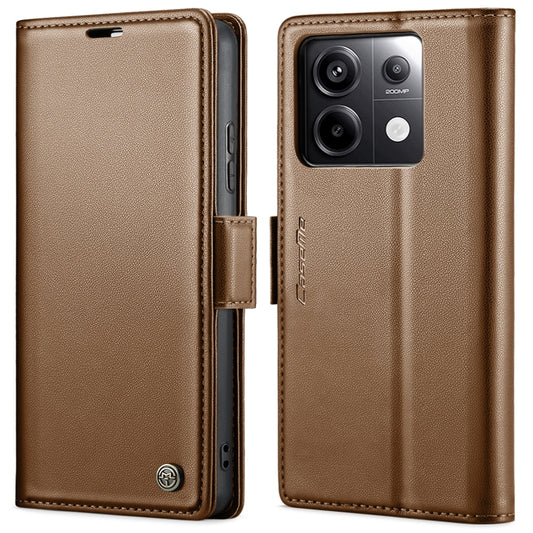 For Xiaomi Redmi Note 13 Pro 4G CaseMe 023 Butterfly Buckle Litchi Texture RFID Anti-theft Leather Phone Case(Brown) - Xiaomi Cases by CaseMe | Online Shopping UK | buy2fix
