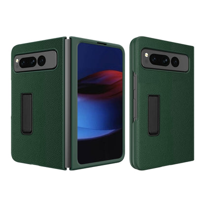 For Google Pixel Fold Litchi Texture Integrated Shockproof Phone Case with Holder(Green) by buy2fix