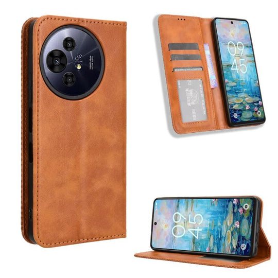 For TCL 50 NxtPaper 5G / 50 Pro NxtPaper 5G Magnetic Buckle Retro Texture Leather Phone Case(Brown)