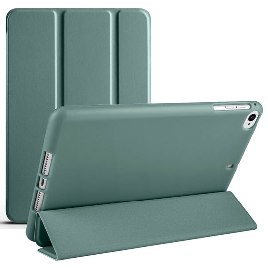 For iPad mini 5 / 4 / 3 / 2 / 1 3-folding TPU Horizontal Flip Leather Tablet Case with Holder(Deep Green)