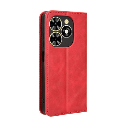 For Tecno Spark Go 2024 Magnetic Buckle Retro Texture Leather Phone Case(Red) by buy2fix