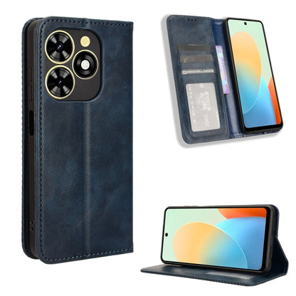 For Tecno Spark Go 2024 Magnetic Buckle Retro Texture Leather Phone Case(Blue) by buy2fix