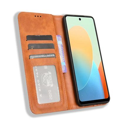 For Tecno Spark Go 2024 Magnetic Buckle Retro Texture Leather Phone Case(Brown) by buy2fix