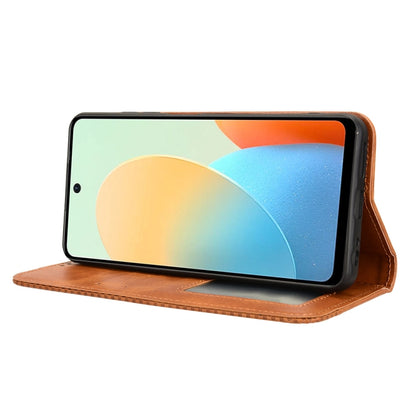 For Tecno Spark Go 2024 Magnetic Buckle Retro Texture Leather Phone Case(Brown) by buy2fix