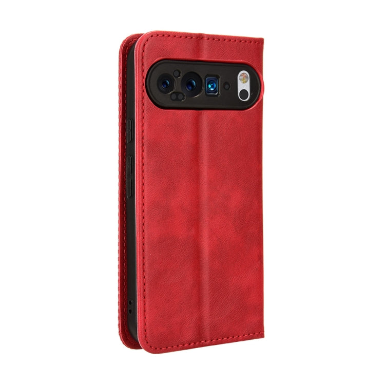 For Google Pixel 9 Pro Magnetic Buckle Retro Texture Leather Phone Case(Red) by buy2fix