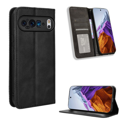For Google Pixel 9 Magnetic Buckle Retro Texture Leather Phone Case(Black) by buy2fix